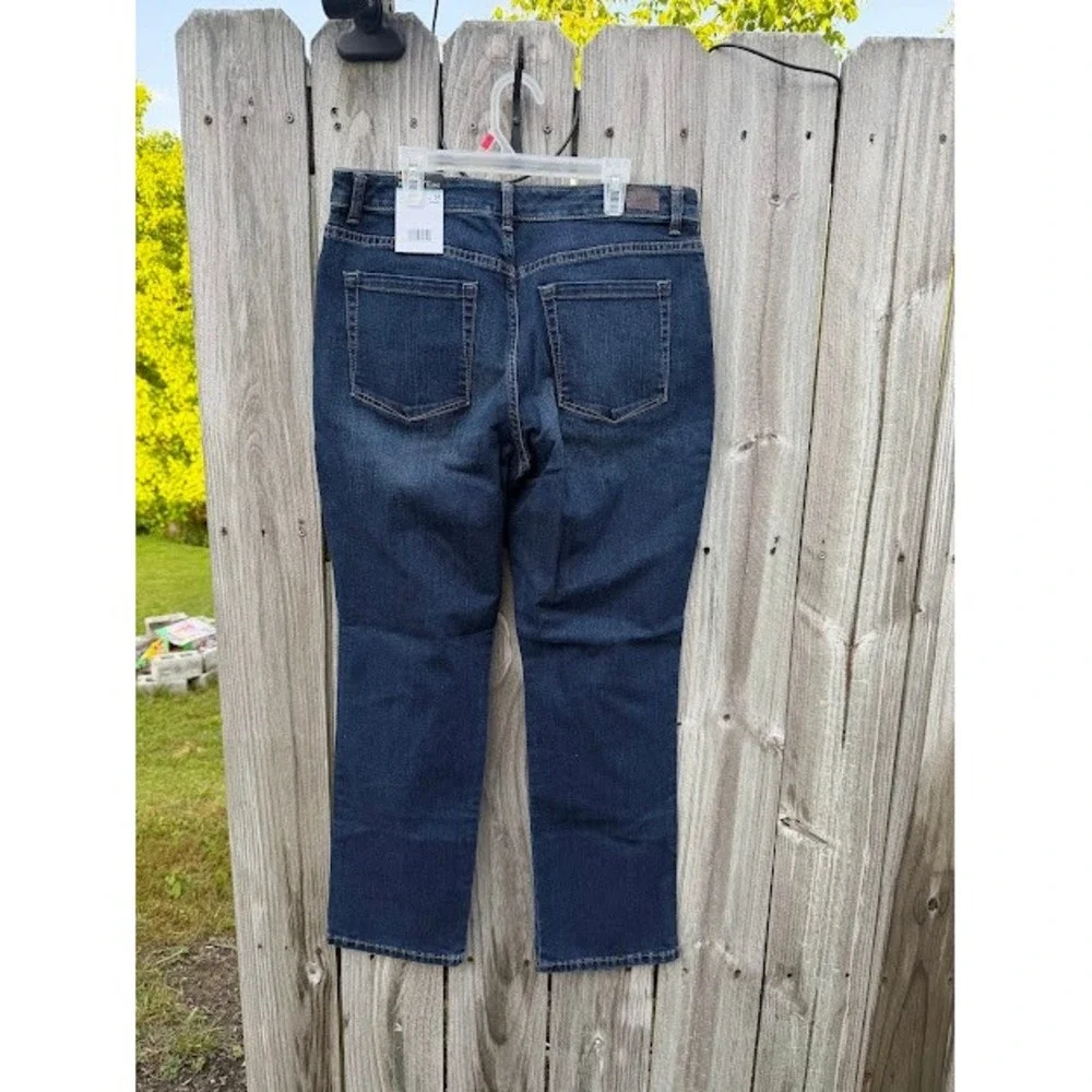 Lee Womens High Rise Relaxed Straight Leg Instantly Slims Jeans Blue 14 Short